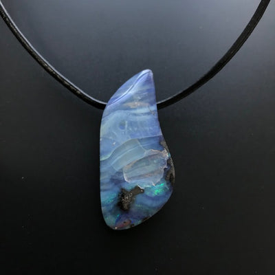 Australian Boulder Opal on leather | boulder opal | QLD opal | 1
