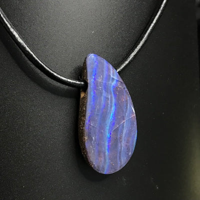 Australian Boulder Opal on leather | boulder opal | QLD opal | 1