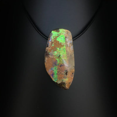 Australian Boulder Opal on leather | boulder opal | QLD opal | 1