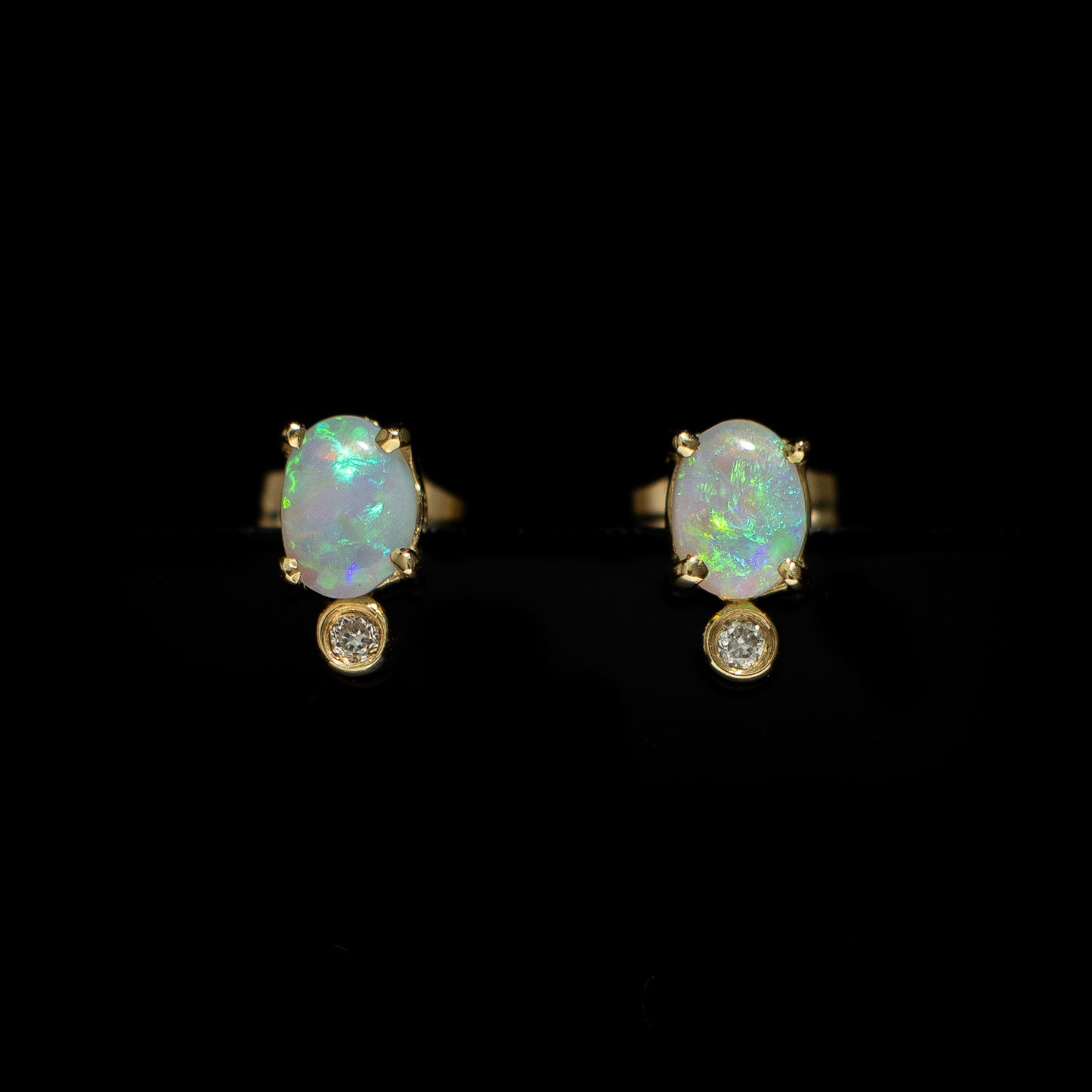Opal Earrings - 1502 | Gold Black Opal