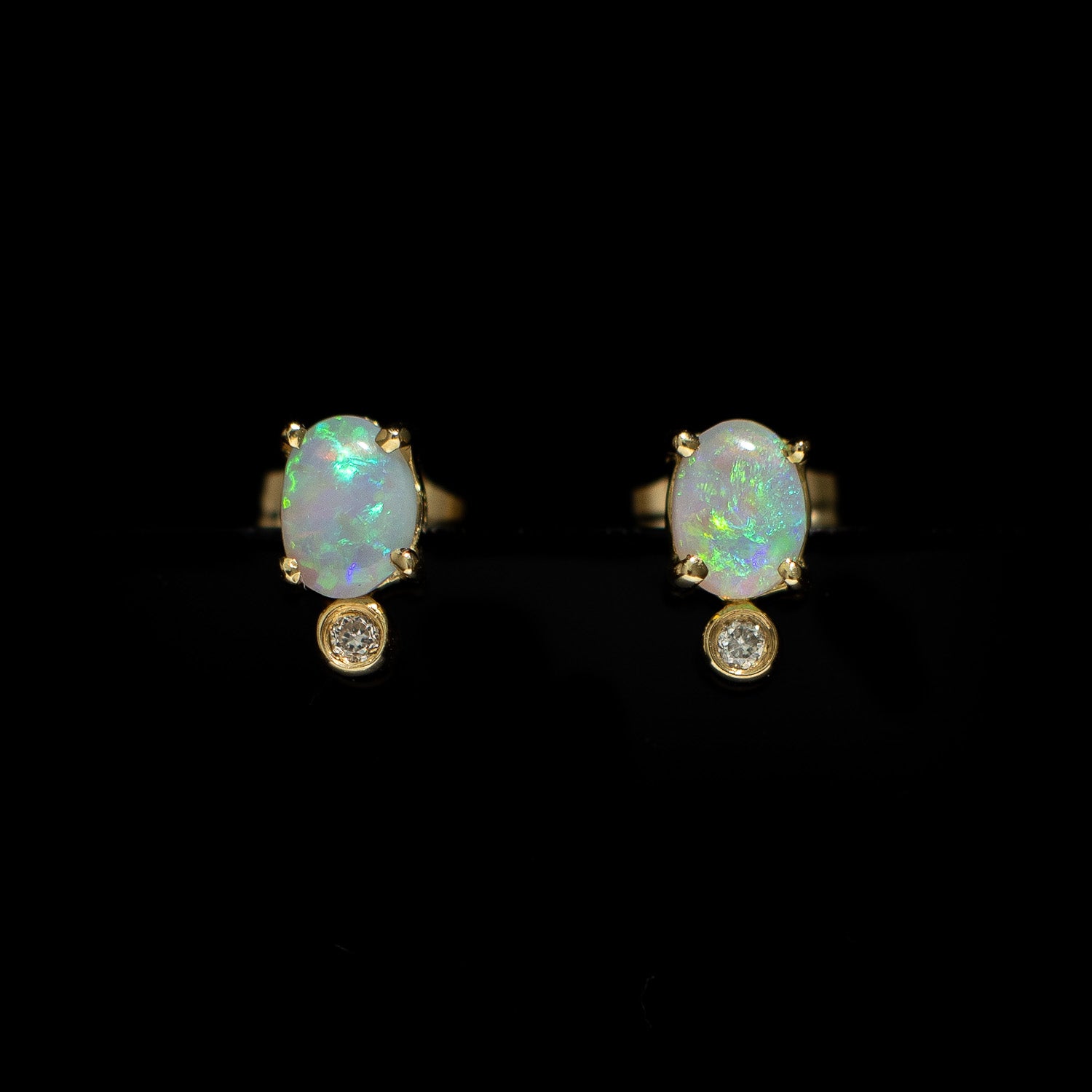 Opal Earrings - 1502 | Gold Black Opal