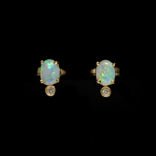 Opal Earrings - 1502 | Gold Black Opal