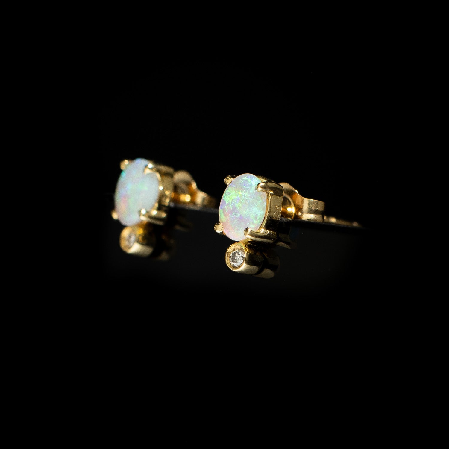 Opal Earrings - 1502 | Gold Black Opal