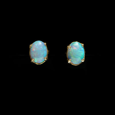 Australian Black Opal Earrings - 1503