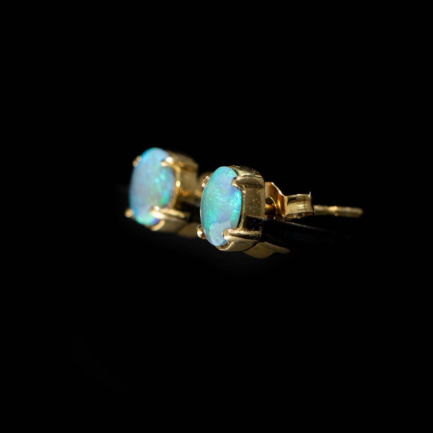 Australian Black Opal Earrings - 1503