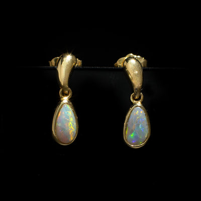 Australian Black Opal Earrings - 1504