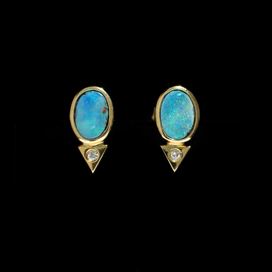 Australian Boulder Opal 18 karat gold Earrings