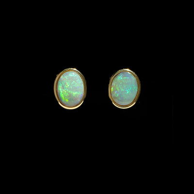 Australian Black Opal Earrings - 1507