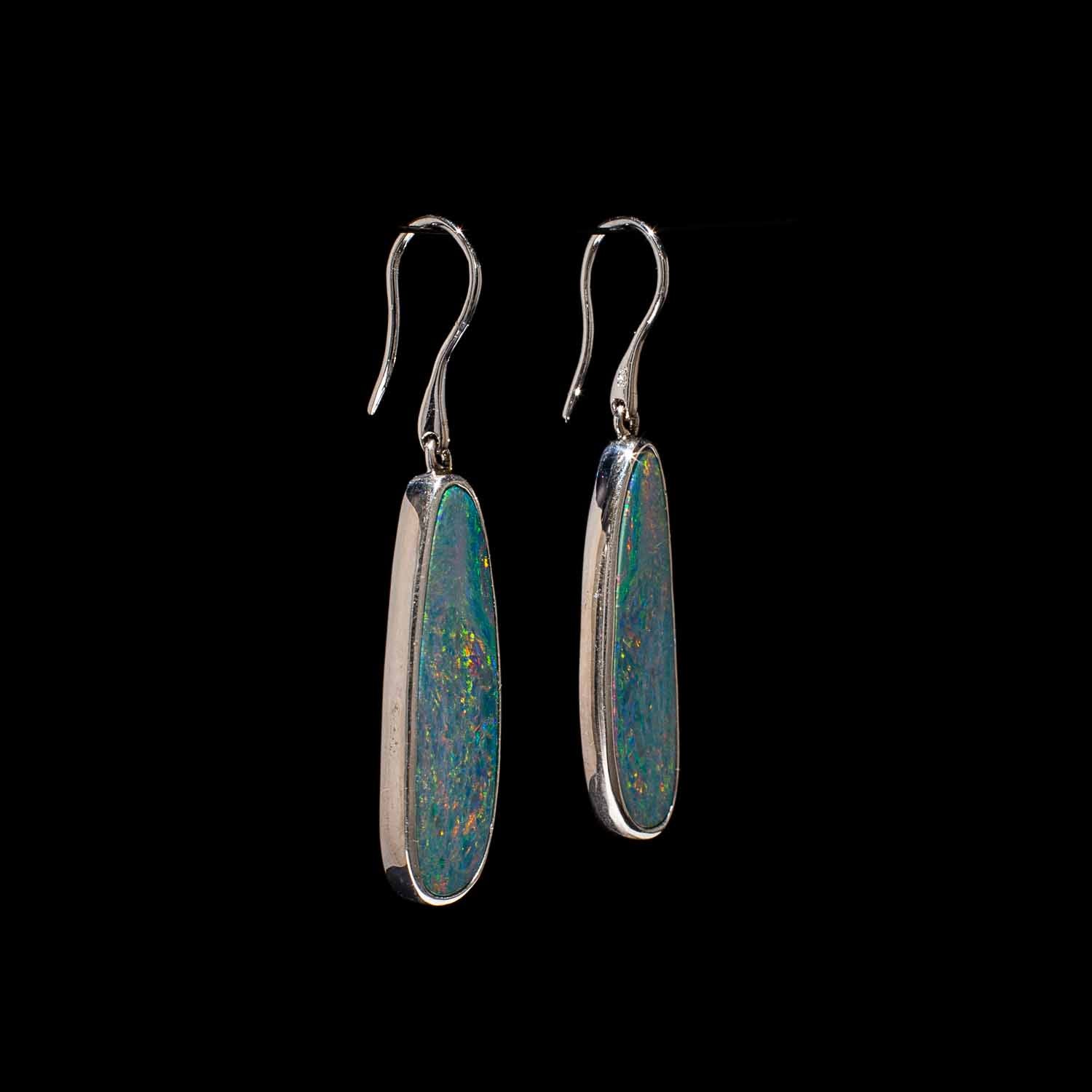 Australian Opal Doublet Silver Earrings