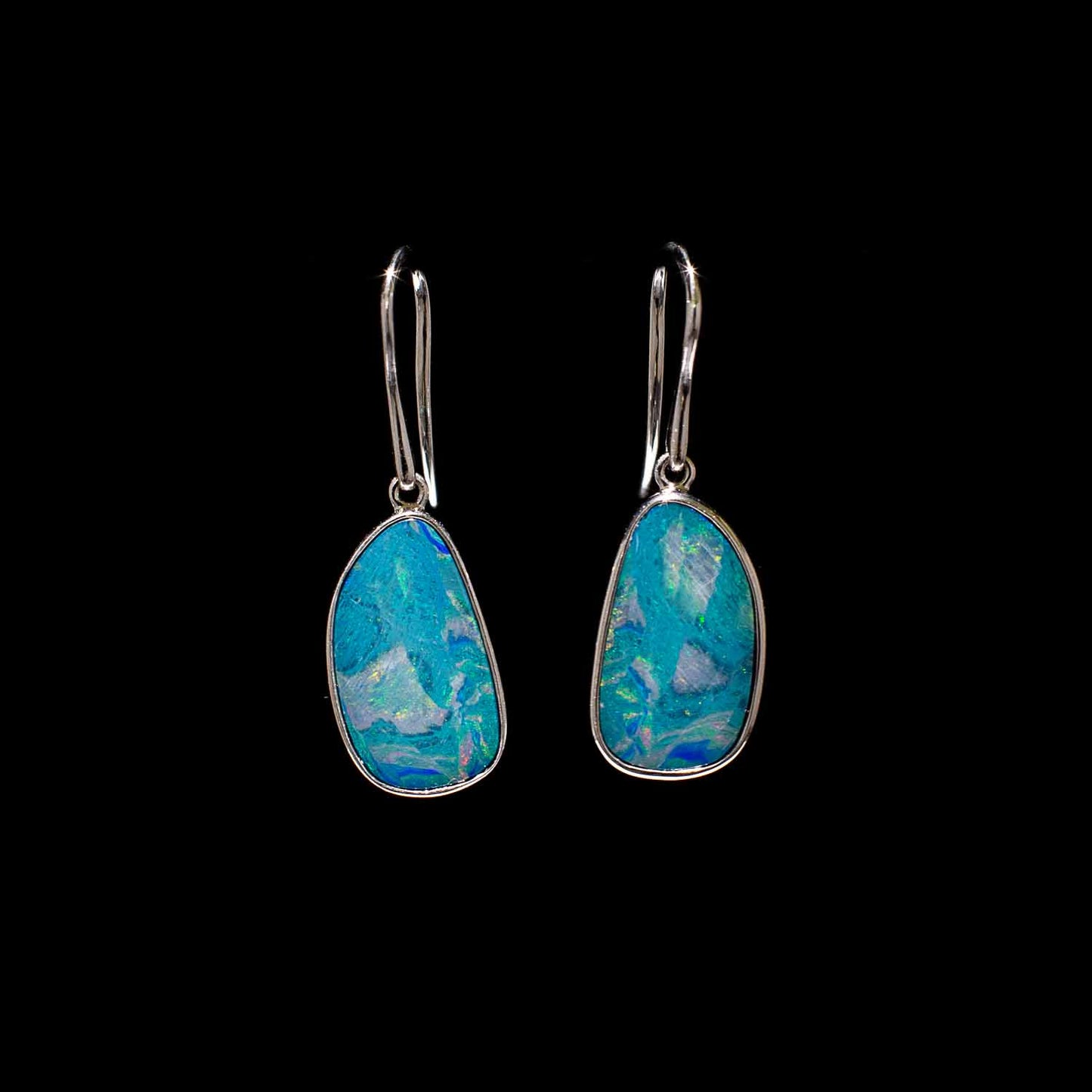 Australian Opal Doublet Silver Earrings – Queensland Fields